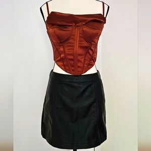Rust Corset Top and Black Skirt Set (Full Outfit)